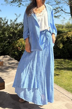 Wild Shores Pure Cotton Relaxed Jacket Washed Light Denim /30 =